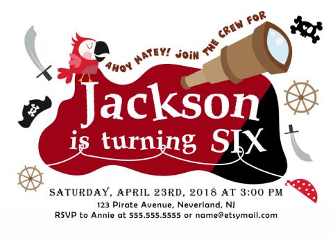Janette Chiu Design - 海盜主題生日派對邀請卡