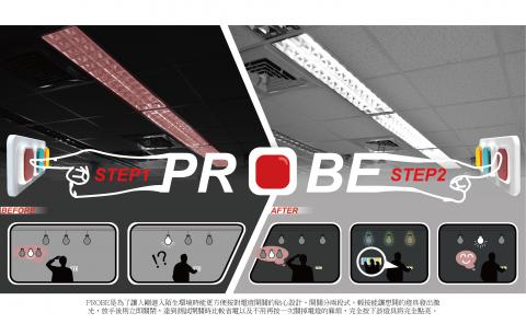 咖啡個人工作室 - 參加IF時設計的展版，想用二段式的開電燈方式解決不知哪個開關會開到哪盞燈的問題