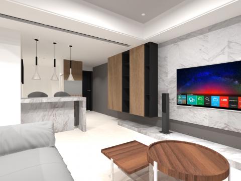 鴻明室內設計 - 客廳3D圖繪製