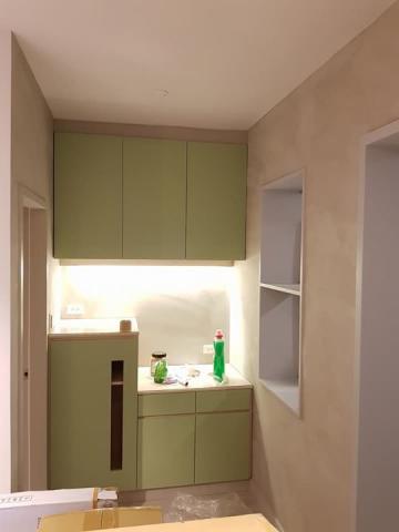 晶晏油漆裝潢工程 - 特色綠冷烤漆（調色）
天花板ICI白色
牆面仿清水模（樂土）