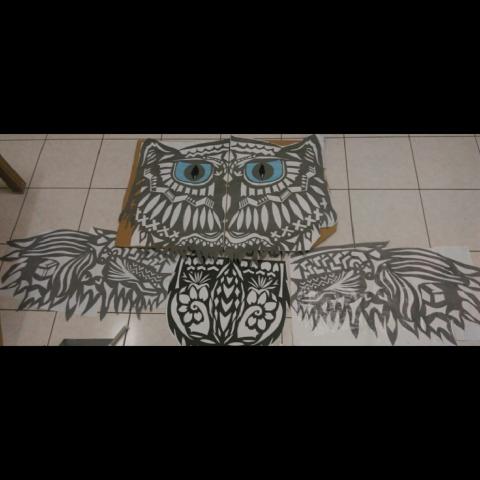 曼曼 - 230x195cm 貓頭鷹紙雕佈置品 一人完成