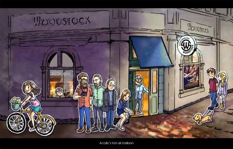 Acrylic's hot air balloon - 數位插畫作品 | Illustration
2016 - Woodstock Pizzicheria 義大利餐廳團隊 商業插畫系列 墨爾本, Australia.