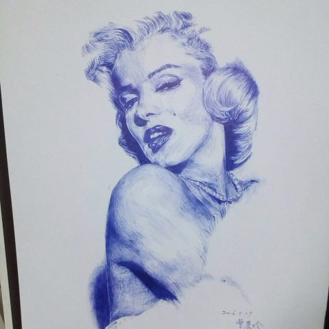 曹麗玲 - 原子筆畫夢露~~