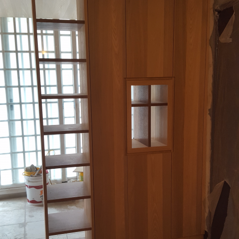 富順室內裝潢工程行 - 玄關貼皮雙面鞋櫃