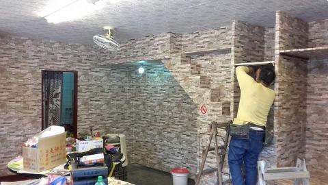 嶺頭裝潢（張家睿） - 餐廳壁紙文化石