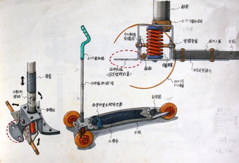 舜奕設計............ - 滑板車手繪示意圖
