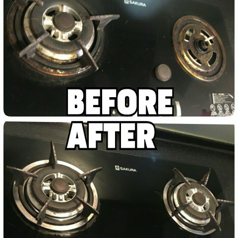 甜甜圈清潔 - 瓦斯爐的對比跟新的一樣哦！