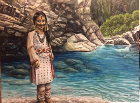 哈蘇爾 3D藝術彩繪XIV Ivers&oslash;n Haisul 3D Art - 名稱：崖勇蘇漾部落婦女
形式：平面畫作
媒材：油畫 ‧ 畫布
年代： 2017
尺寸：130&times;97.0cm
說明：慕谷慕魚(MukuMugi)的族語意譯為「從長滿藤蔓地方而來的人」，是太魯閣族的傳統領域。