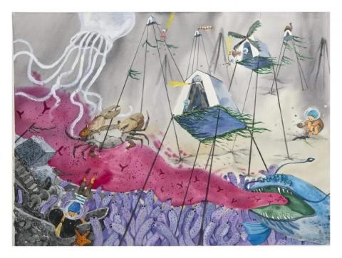 彩繪希望工作室 - 漂游國境，
呼應齊柏林「看見台灣」環保作品