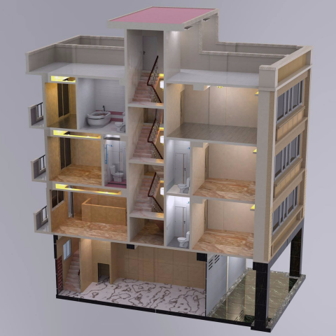 昱翔設計 - SRC大樓3D內部詳圖