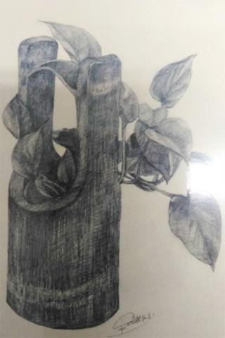 Francis黃 - 素描作品--竹製品與植物