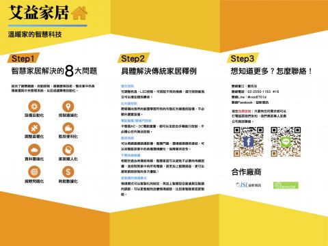 劉育維 - 此為智慧家居用兩用式DM，
一來可以作為直接行銷工具EDM的素材，
二來可以作為傳統行銷工具紙本三頁式DM設計，生產時間約一天。