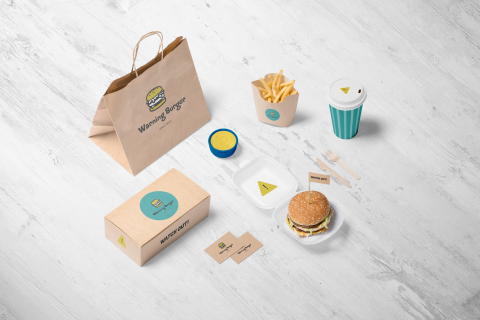 KLEUR 工作室  - 美式漢堡外帶包裝設計。