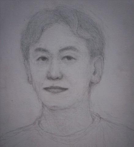 雨咚奇異科技有限公司  - 坐在鏡子前畫的自畫像(鉛筆繪於油畫帆布上)