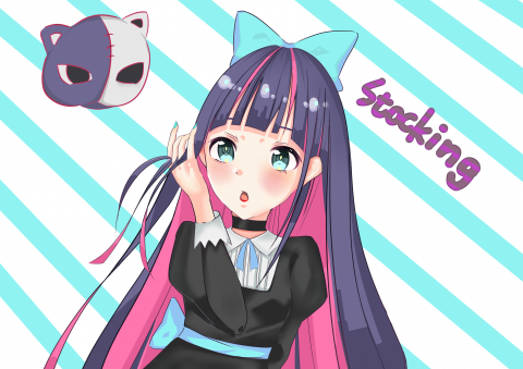 謝坤蓁 - 二創角色繪製圖中角色為
吊帶襪天使(Panty&Stocking)
-Stocking