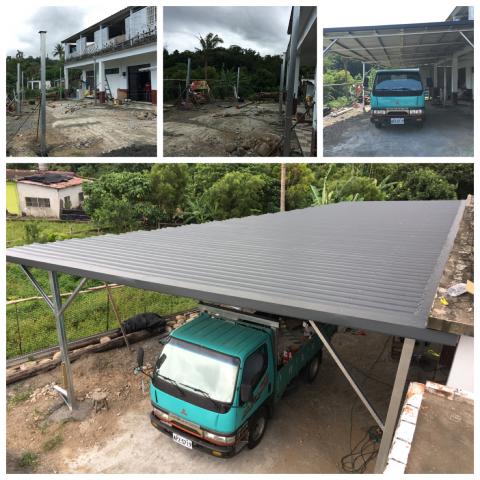温銘伍 - 前庭雨遮，因處風勢強勁地區加強骨架施作