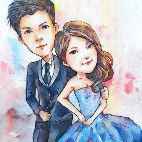 Chiu kuen 呷睏設計 - 水彩Q版寫實人像