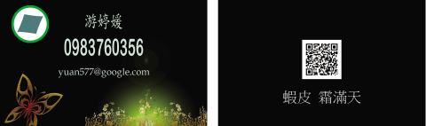 雙滿天 - 2017年10月份在政府立案辦理的職訓班所設計製作的名片。