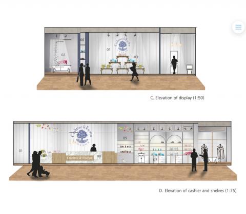 Lenna.idesign - Crabtree & Evelyn 立面圖-櫃檯與陳設