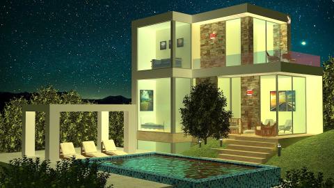 Fran  Interior Design - 泳池Villa夜空景