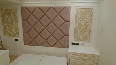 DS空間規劃施工 - 木作床頭搭配壁紙與沙發墊