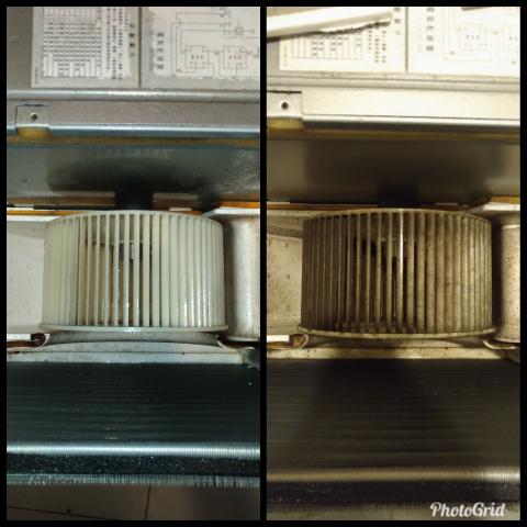 大肆洗 - 窗型冷氣風骨清洗前後