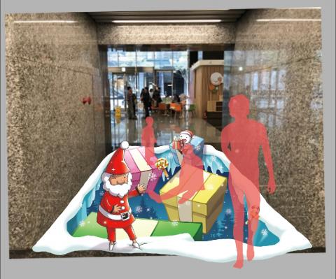 Kurosu2g壁畫藝術教學 - 錯視地景-富邦產地聖誕節。