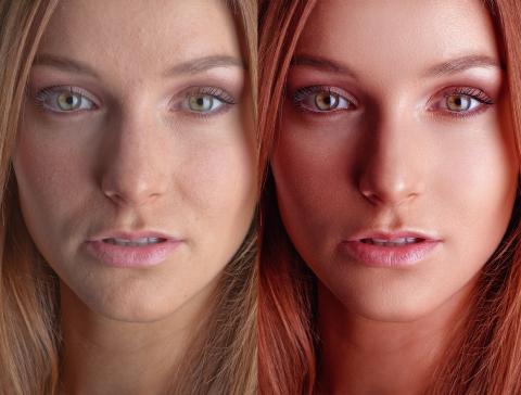 杜丹照片精修 - 皮膚精修，不使用一般的磨皮軟體，而是手工細修，要求更高以毛孔等級修圖，就像化妝品廣告一樣的皮膚。