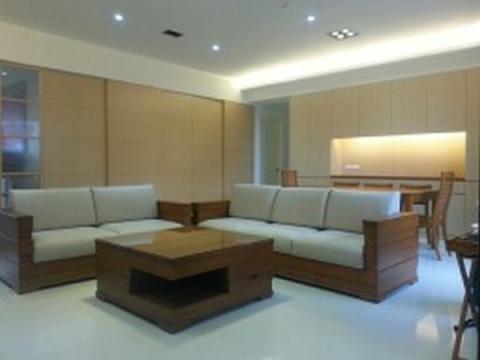 裝潢寶哥統包工程 - 客廳-利用造型把廚房藏起來