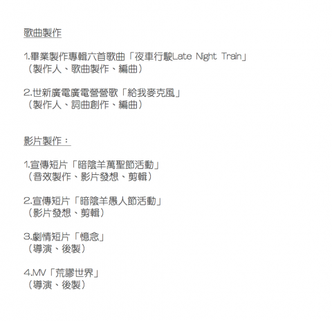 陳怡廷 - 歌曲與影片作品一覽