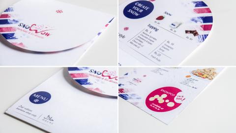 劉興倫 - Snowow冰品店面MENU，內容包含商品拍攝、修片、編排、品牌形象規劃，Logo標準字。
此圖為實際成品拍攝