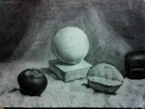 三顆石頭 - 美術家教 練習作品示範