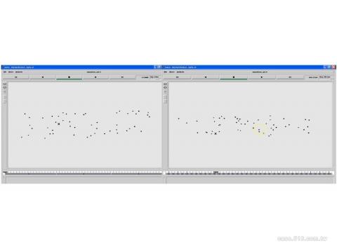 江老師（電腦，數學，AI，程式） - ns2網路模擬實驗，用nam的工具來檢視，隨意移動(RWP)模式場景的照相 (此時正在執行Epidemic-Routing)