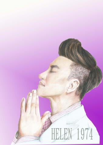 李涳雈 - 這是用色鉛筆所繪製的人物素描。