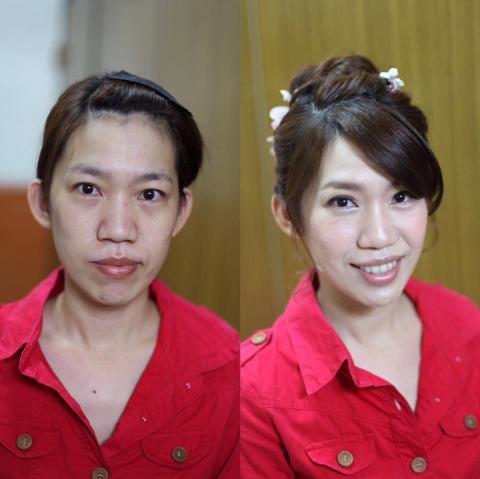 雅怡整體造型 - 看似清透自然的妝也是有妝前妝後的