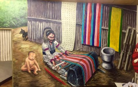 XIV藝視界 - 名稱：《太魯閣手織布傳承》 
形式：3D 藝術繪畫 
媒材：水泥漆 ‧ 水泥牆面 
年代：2016
尺寸：400&times;270cm