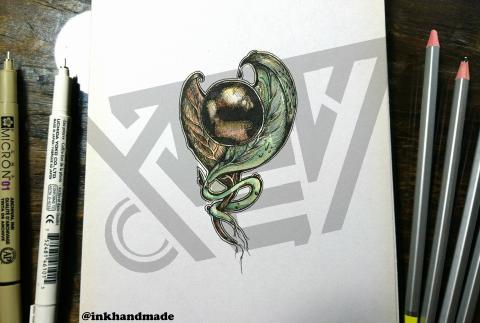 張家豪 - 生生不息-代針筆與水性色鉛筆作品