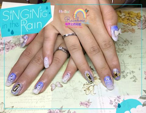 指甲上的彩虹~美甲 - 漸層閃亮亮藍色款美甲
