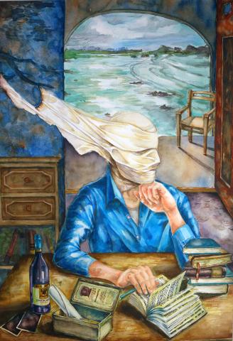 Cindy Tsai - 水彩「看不見的寧靜」
獲選掛於松山高中校長室外展示區