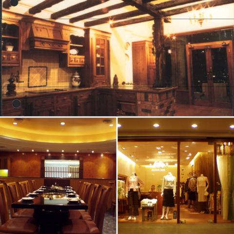 真我空間裝修設計 - 上：廚具門市
左下：燒肉餐廳ㄧ隅
右下：進口服飾店面