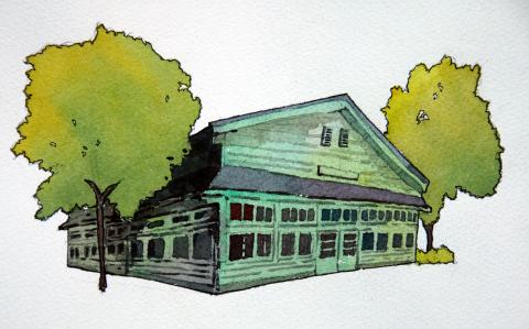 安卡利藝術有限公司 - 竹東插畫地圖水彩作品-林業展示館