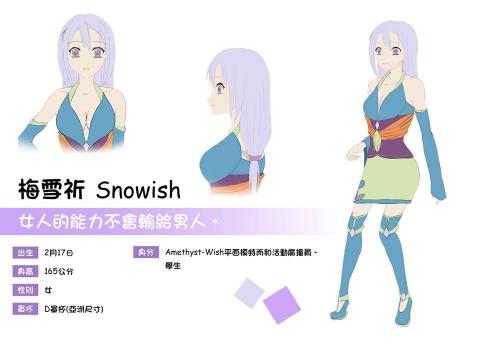 王侑絃 - 梅雪祈人物三視圖。