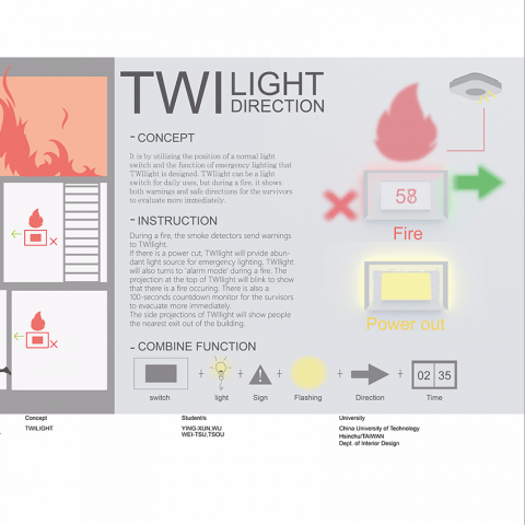 吳穎萱 - 這是一次商品設計的比賽所做出的概念，是關於開關結合緊急照明的應用。