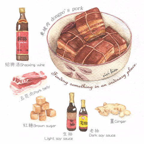 卞思綺 - 水彩畫:東坡肉 卞思綺 - 水彩畫:東坡肉