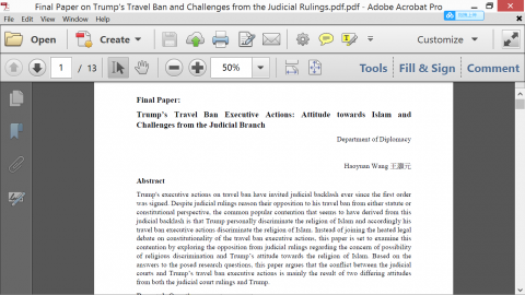 元英數家教 - 上美國政府與政治seminar所繳交的期末報告。