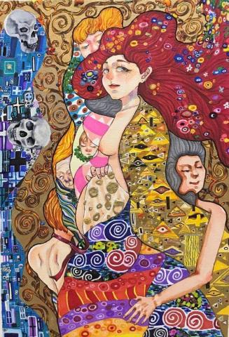 阿倢 - 克林姆風格插畫
媒材：麥克筆、廣告顏料、白膠