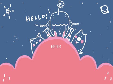 施雨欣 - 網頁設計_導入頁
原為GIF動圖，滑過人物可跳出打招呼。