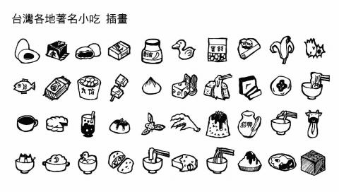 WU - 插畫設計 : 台灣各地著名小吃,用於台灣小吃桌遊關卡插畫設計.