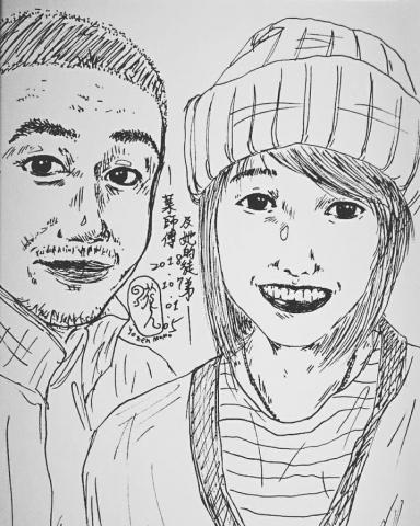 孟游旅孩工作室(YoZen Momo Studio) - 2018,情侶人像手繪插畫。 孟游旅孩工作室(YoZen Momo Studio) - 2018,情侶人像手繪插畫。