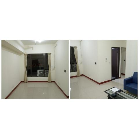 名家設計工程 - 仁武i閱讀大樓 前任屋主 在裡面抽菸 牆面佈滿泛黃煙油 油漆翻新